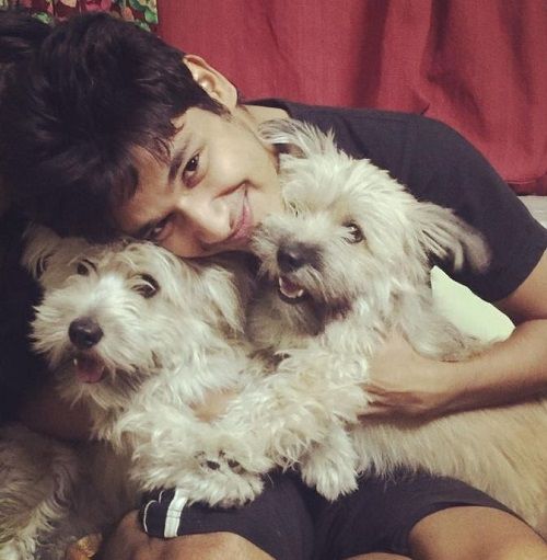 Nayandeep Rakshit with his pet dogs