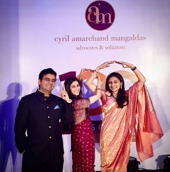 Paridhi Adani with her brother and sister-in-law at an event at Cyril Amarchand Mangaldas