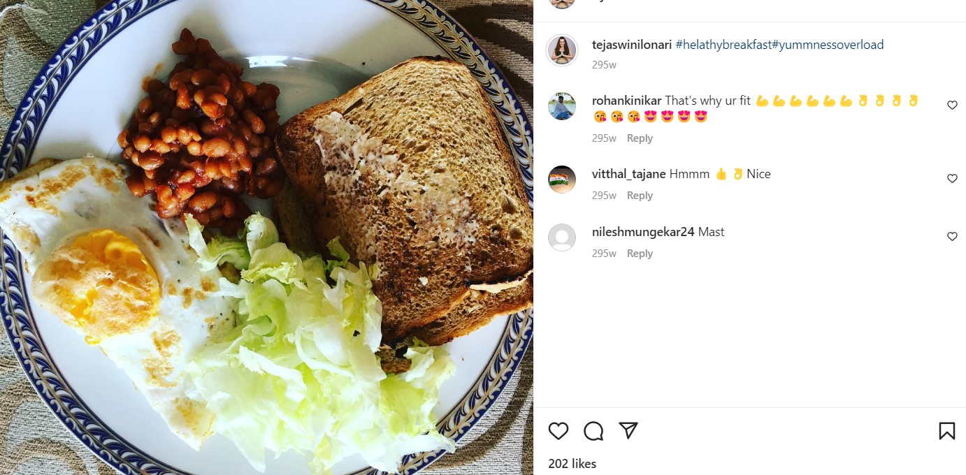 Tejaswini Lonari's Instagram post about her eating habits