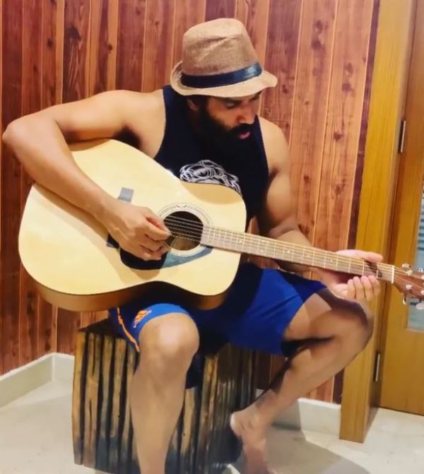 Venkatesh singing 'Bella Ciao' from the Spanish television series ''Money Heist'' along with playing the guitar