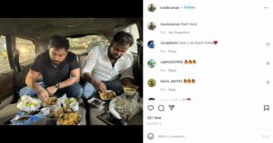 Vikraman's Instagram post showcasing that he is a non-vegetarian