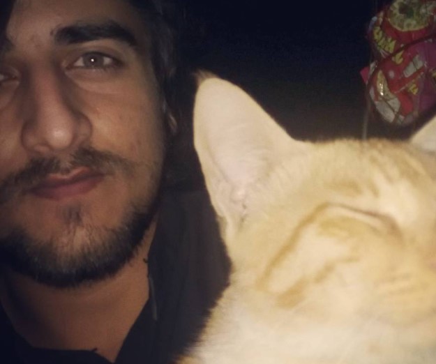 Zayn Ibad Khan with his pet cat