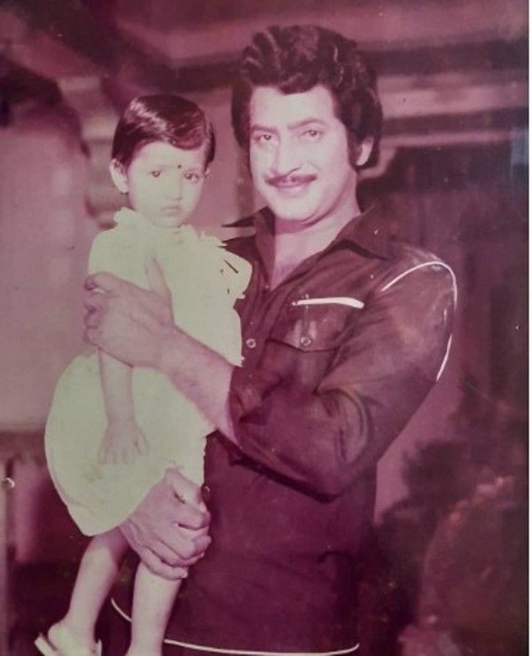 A childhood image of Priyadarshini and her father Krishna