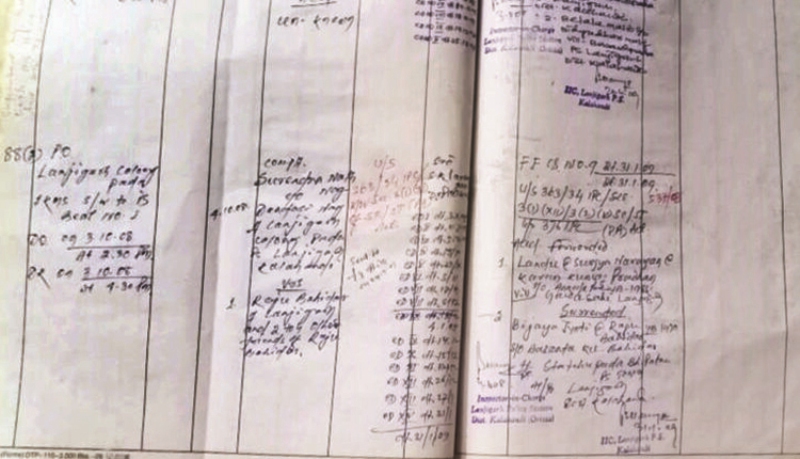 A picture of the FIR filed by Lanjigarh police against the accused in Archana Nag's gang rape case