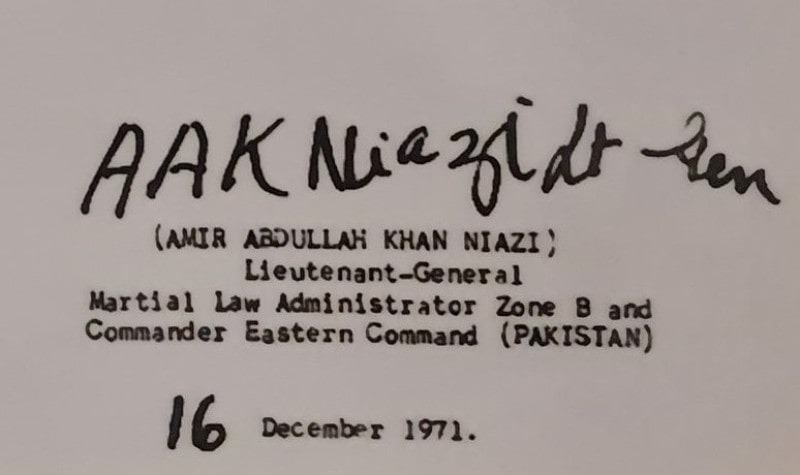 AAK Niazi's signature