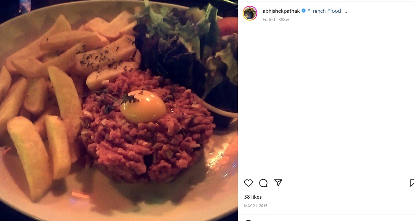 Abhishek Pathak's Instagram post about his eating habits