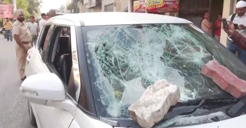 Accused Sandeep Singh's car after the attack at the crime spot