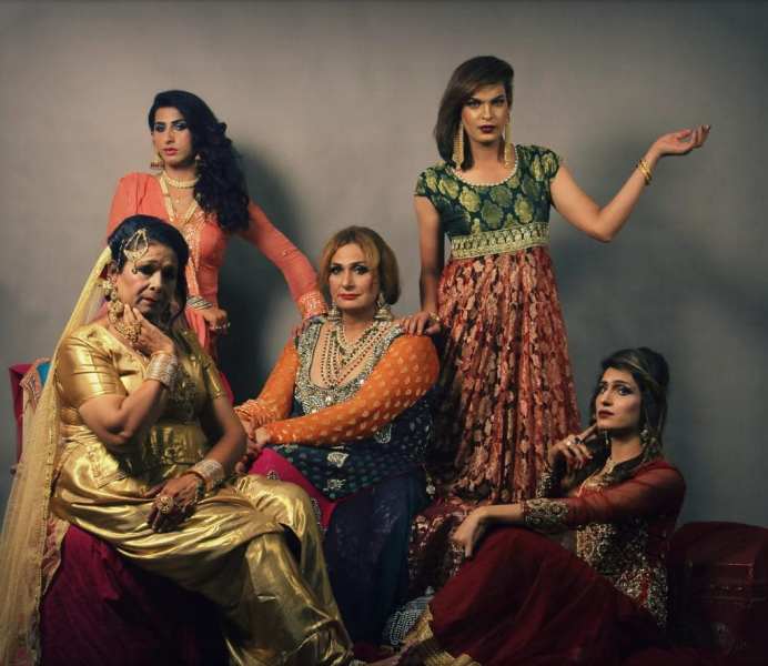 Alina Khan (bottom right) with other members of the Khawajasira Society, Pakistan's Transgender Community