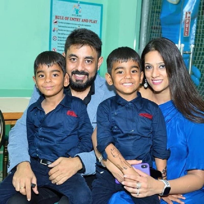 Amit Jain with his wife and sons