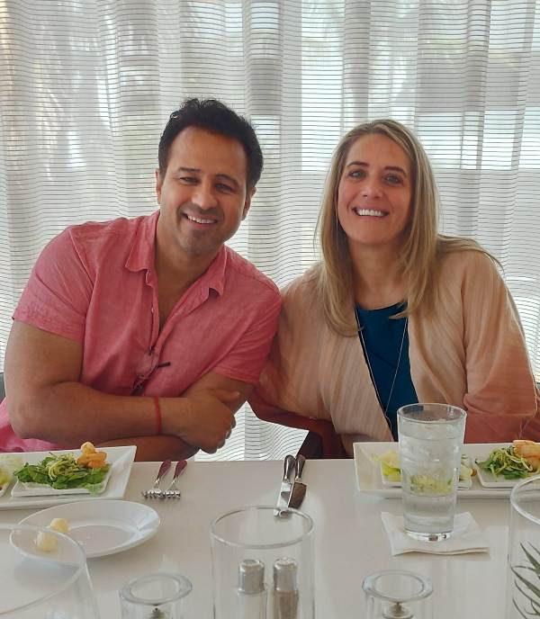 An image of Aryan and his wife, Erin Anne Warren, clicked during the food tasting for the day of their wedding