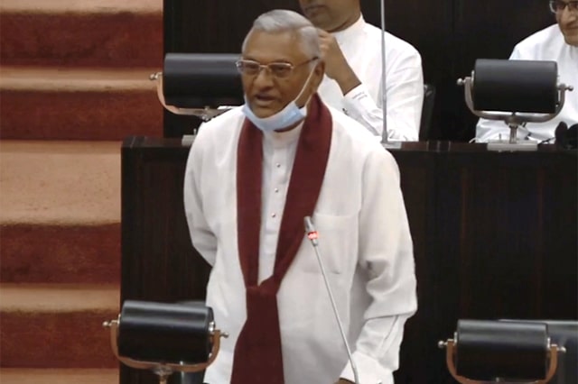 Chamal Rajapaksa's photo taken in the Sri Lankan parliament