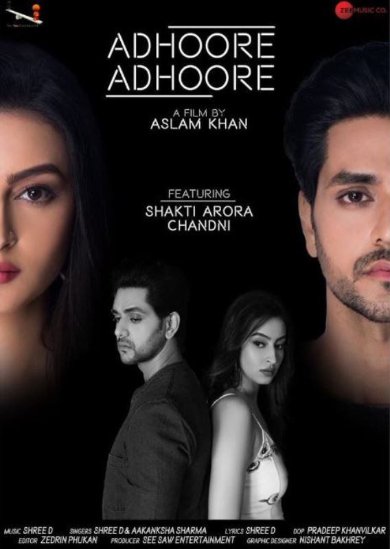 Chandni Sharma on the poster of the 2019 song 'Adhoore Adhoore'