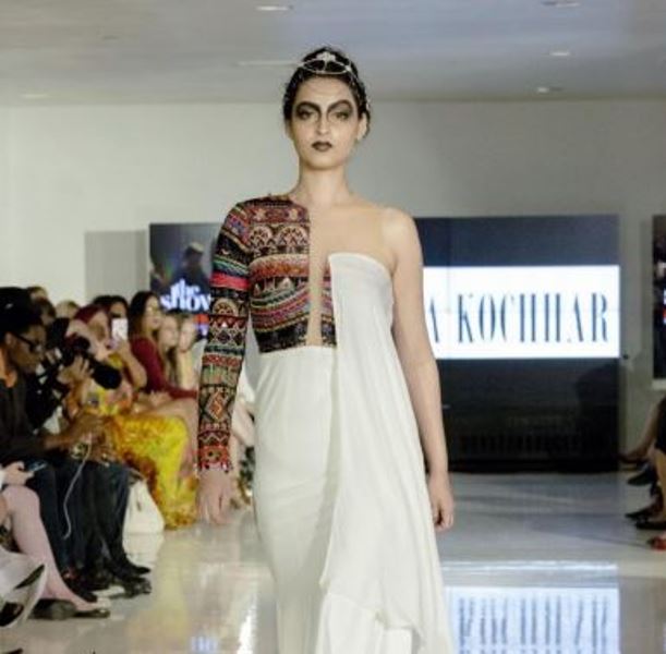 Chandni Sharma walking the runway for designer Archana Kochhar at New York Fashion Week in 2016
