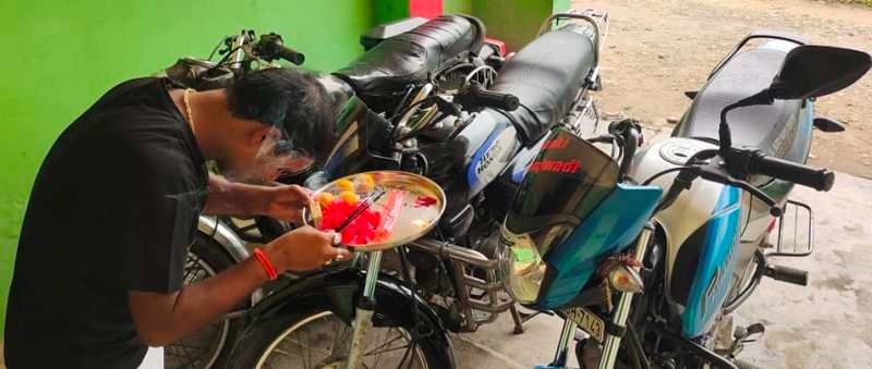 Dharmendra Solanki with his bikes
