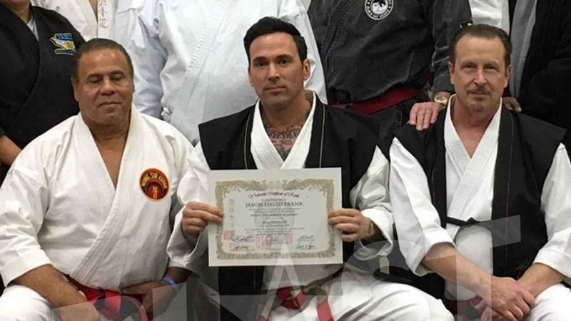 Jason David Frank with his 8th degree Dan Black Belt in Shotokan Karate