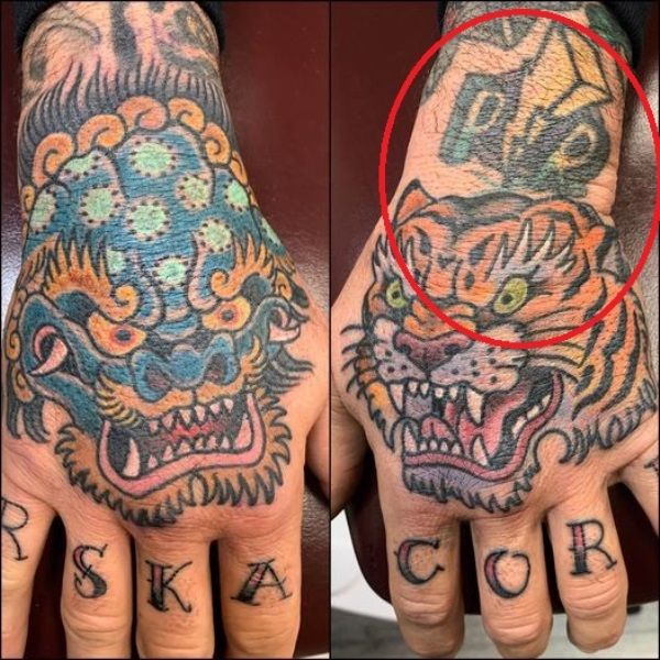Jason David Frank's tattoo on left and right hand