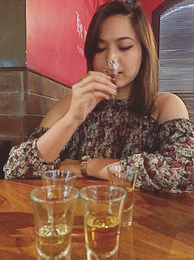Lin Laishram drinking alcohol