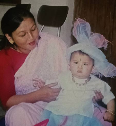 Lukanand Kshetrimayum in childhood with his mother