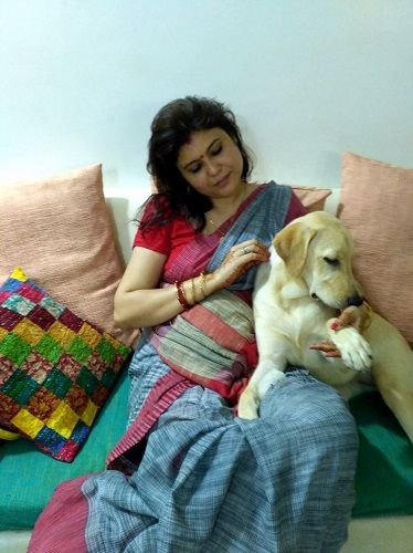 Mridula Tripathi with her pet dog