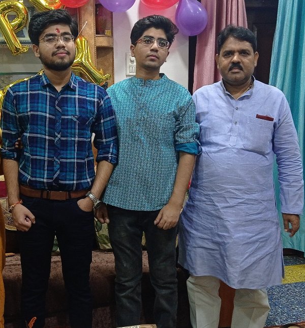 Raghuraj Singh Shakya with his sons