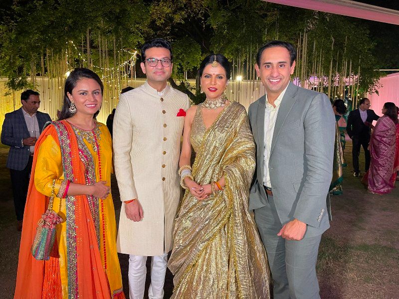 Rahul Kanwal (right), Preeti Choudhry (centre), and Ankit Tyagi (centre); picture from Ankit Tyagi and Preeti's wedding