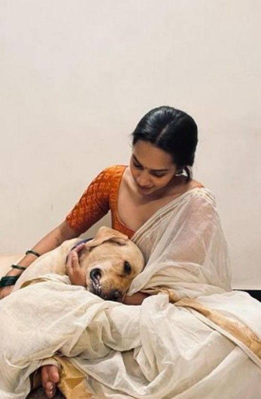 Sanchana with her pet dog