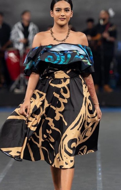 Shrea Prasad while walking ramp during Fiji Fashion Week in 2022