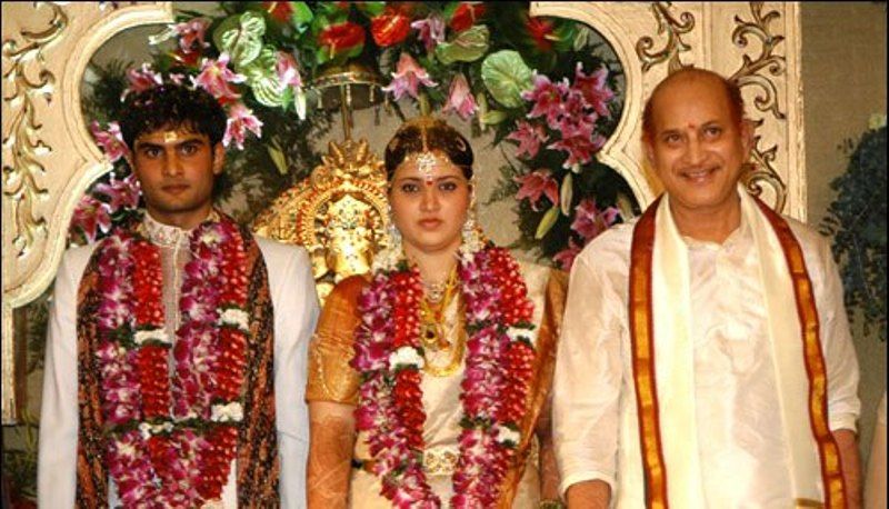 Sudheer Babu (left) , Priyadarshini, and her father Krishna (right)