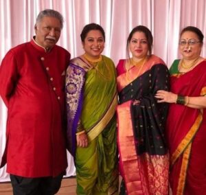 Vikram Gokhale with his wife (right) and daughters