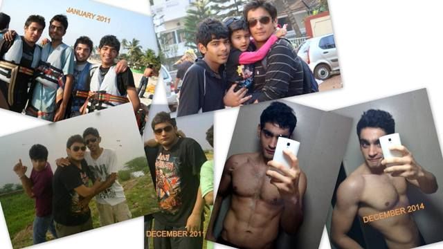 A collage shared by Kunj Anand about his physical transformation