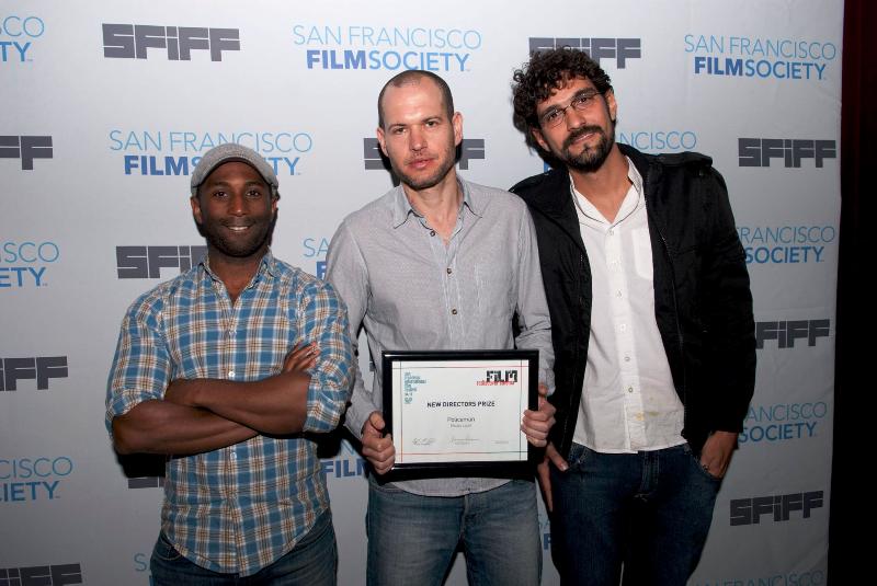 A photo of Nadav Lapid with his New Director's Prize that he won at the San Francisco Film Festival