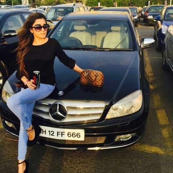 A photo of Tina Datta with her Mercedes-Benz C Class