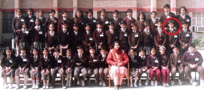 A school time group photo of Varun Sharma