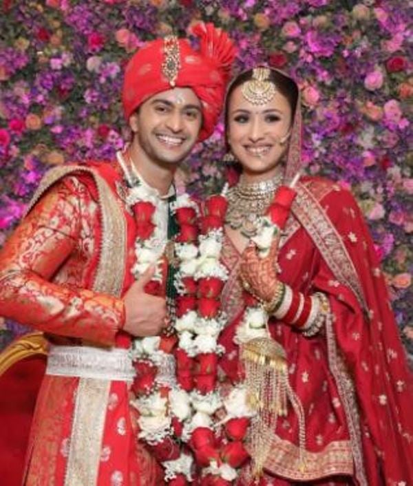 A wedding day image of Varun Sharma and Anupriya Kapoor