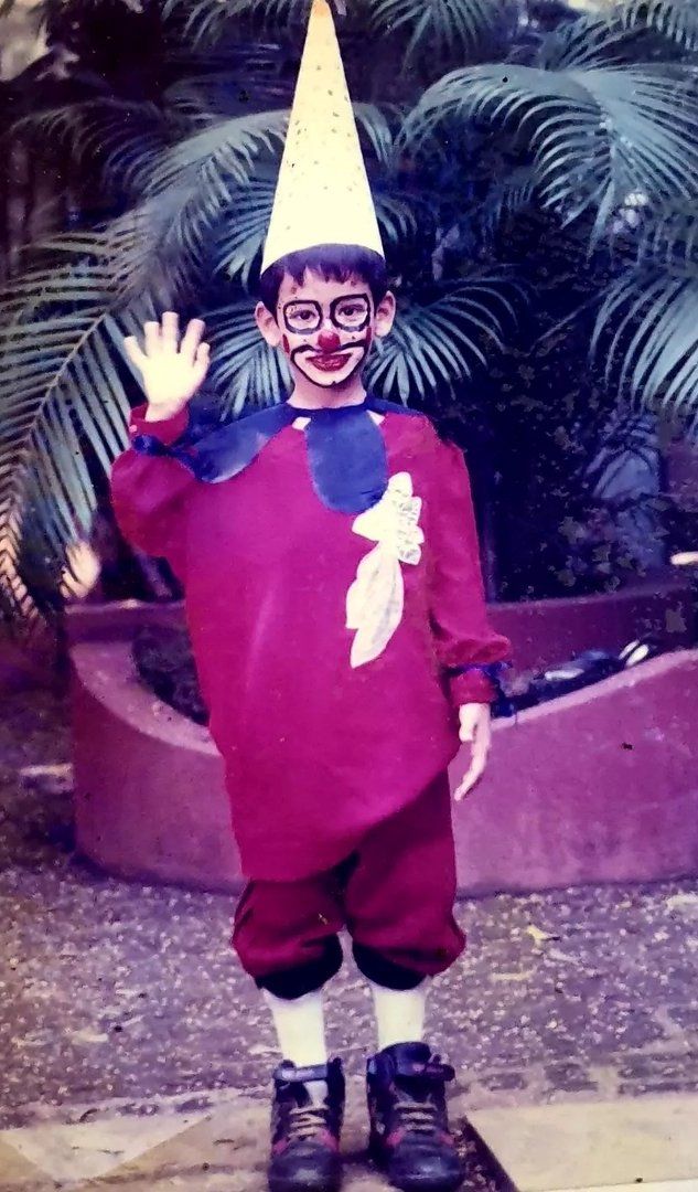 Abhay Chintamani Mishr as Joker in his school's fancy dress competition