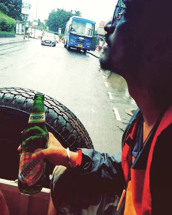 Abhay Chintamani Mishr with a bottle of beer