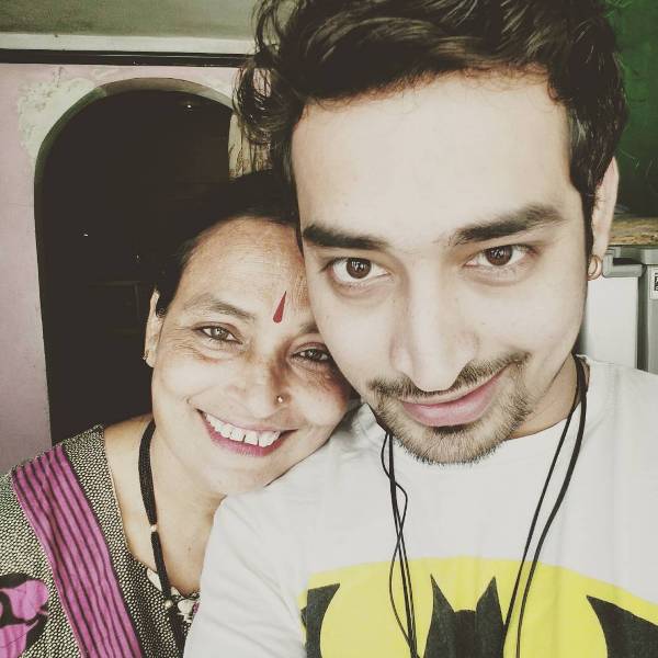Abhay Chintamani Mishr with his mother 