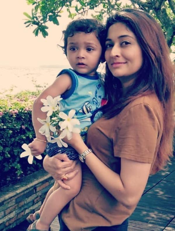 Diganth Manchale's sister, Swathi Manchale, with her son