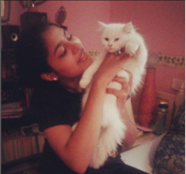 Faria Abdullah with her pet cat