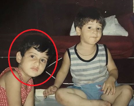 Fatima Sana Shaikh with her brother in childhood