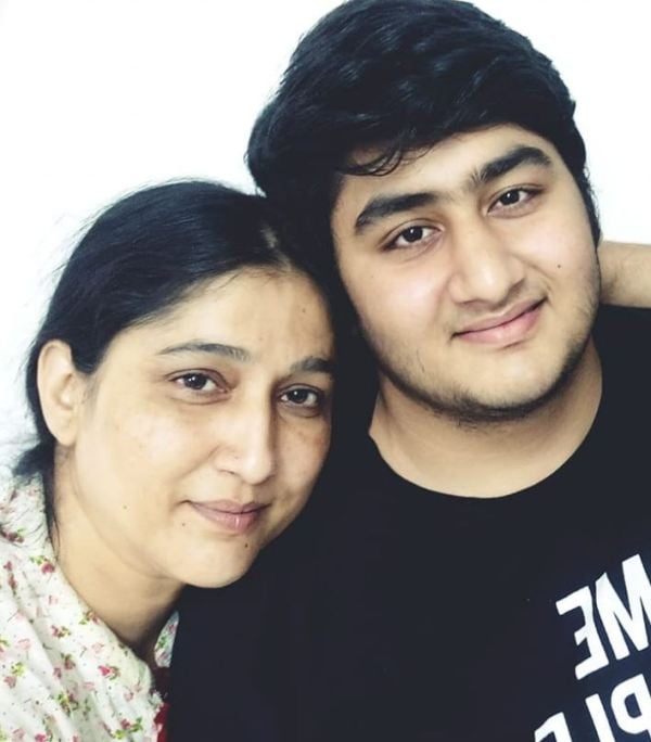 Geeta Agrawal Sharma with her son, Chinmay Chandraunshuh