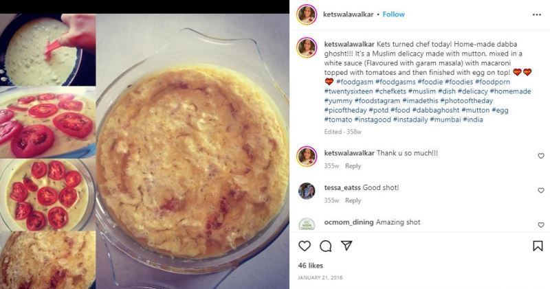 Ketaki Walawalkar's Instagram post about the dish 'Dabba Ghosht' made by her