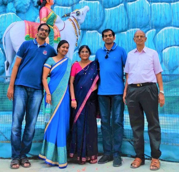 Naga Bharath Daka with his wife, parents, and brother