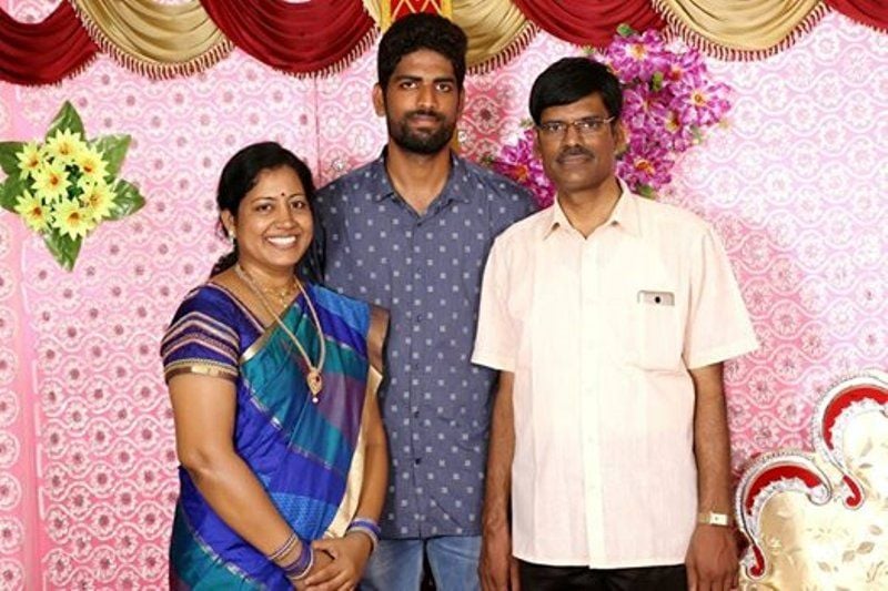P R Sundar with his son Ashwin Sundar (middle), and wife Mangaiyarkarasi Sundar