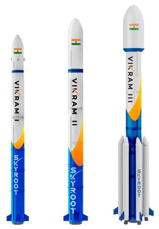 Picture of Vikram I, Vikram II, and Vikram III launch vehicles