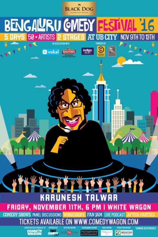 Poster of Karunesh Talwar's performance announcement at the Bengaluru Comedy Festival 2016 (1)