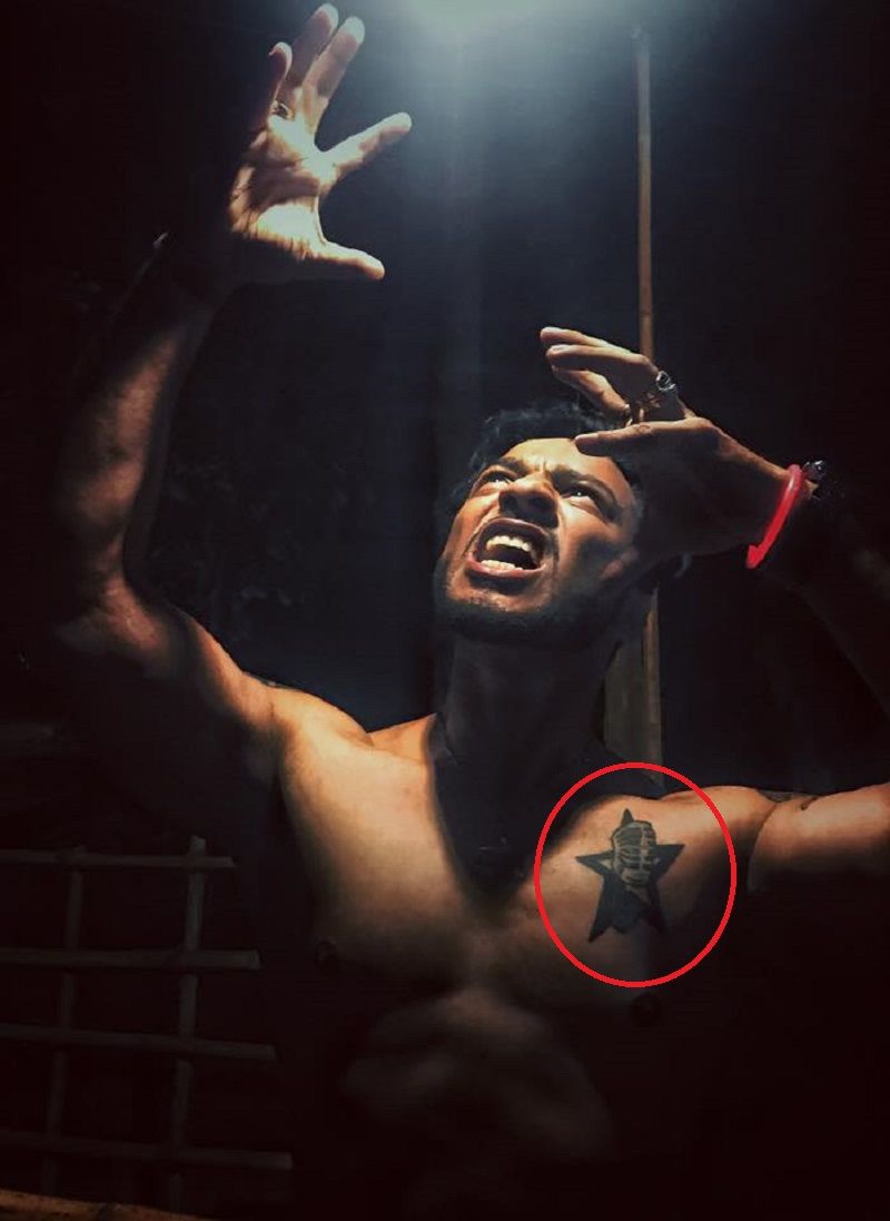 Raftaar's tattoo on his chest