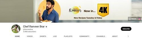 Ranveer Brar's YouTube channel