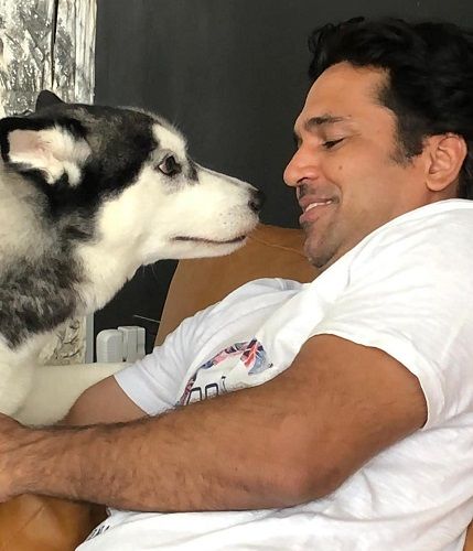 Shreedhar Dubey with his pet dog