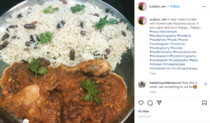 Sudipto Sen's Instagram post showcasing his eating habits